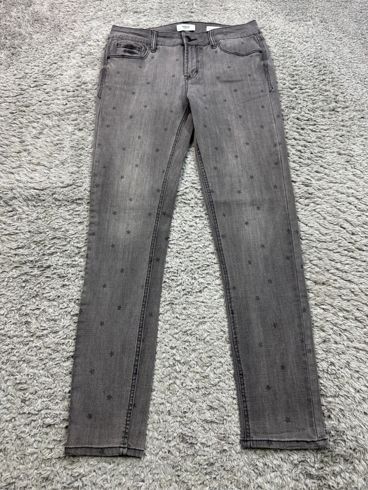Kensie Jeans Women 6/28 Effortless Ankle Mid Rise Star AOP Stretch Denim Pant