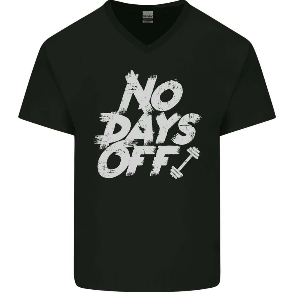 No Days Off Gym Training Top Bodybuilding Mens V-Neck Cotton T-Shirt