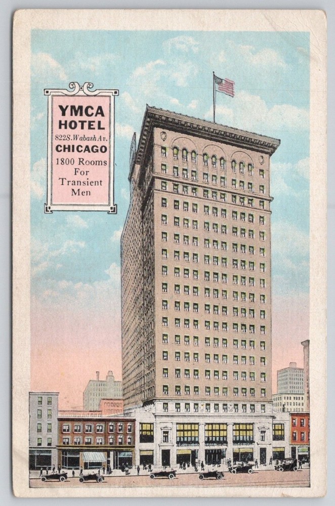 YMCA Hotel Chicago Wabash Ave Vintage Postcard E.C. Kropp Co. Illinois