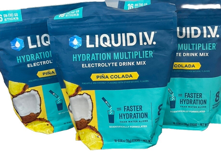Liquid IV Hydration Multiplier  Pina Colada 3 Packs of 16 Each - 48 Total Sticks
