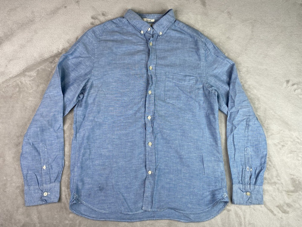 L.O.G.G. BY H&M Long Sleeve Button Dress Shirt - Mens Medium Blue