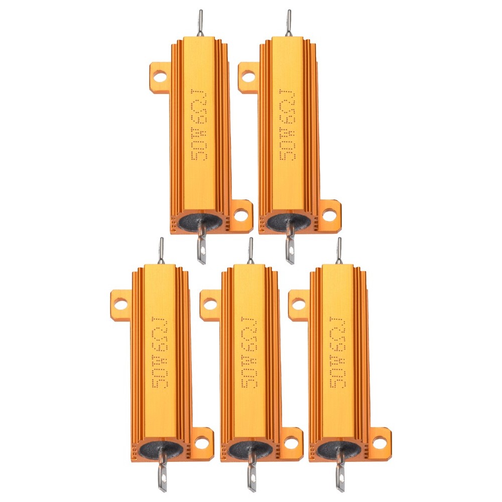 5 Pcs Aluminum Case Resistor, Great for Daily Use (Gold, 50W 6 Ohm)