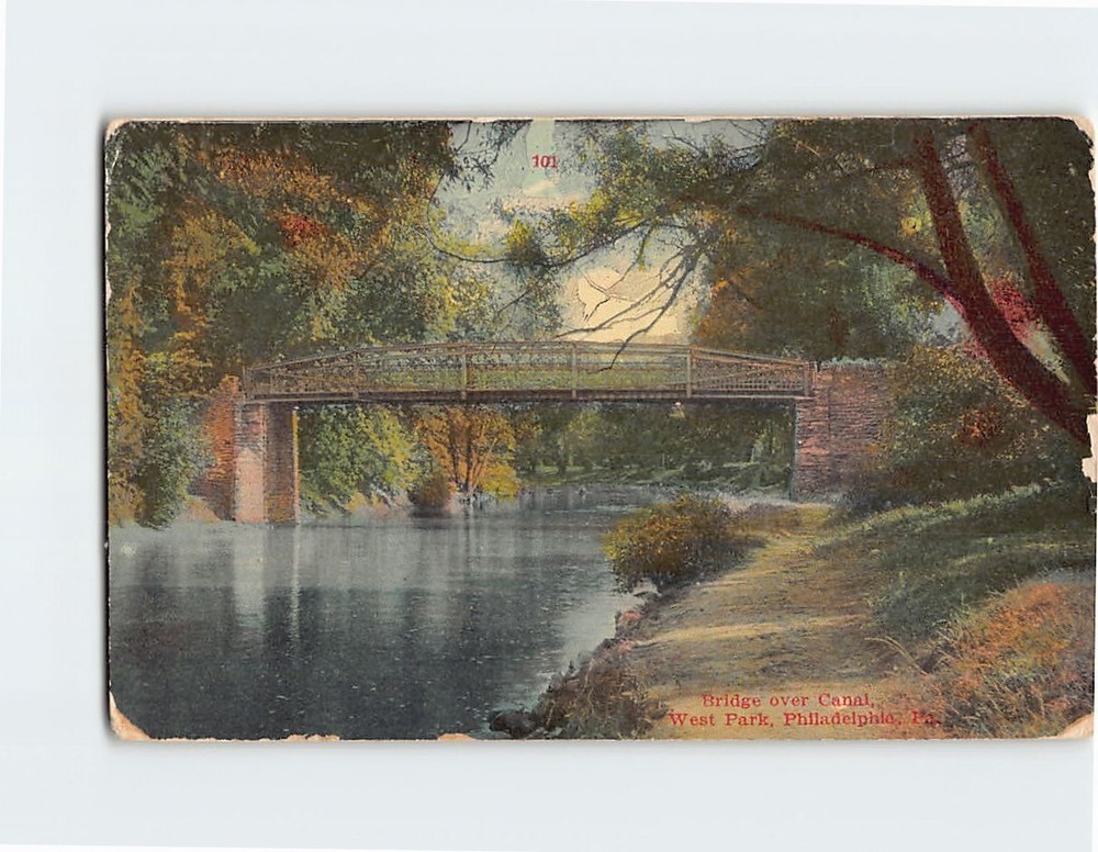 Postcard Bridge Over Canal West Park Philadelphia Pennsylvania USA