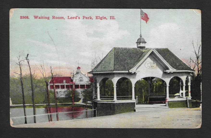 Lord's Park in Elgin Illinois, Waiting Room - Antique Postcard ca 1910