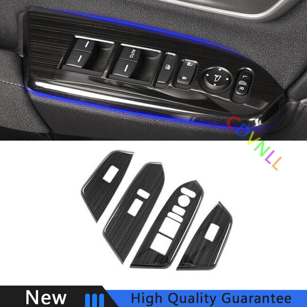 For Honda CRV CR-V 2017-2022 Black Titanium Window Lock Lift Panel Frame Trim 4X