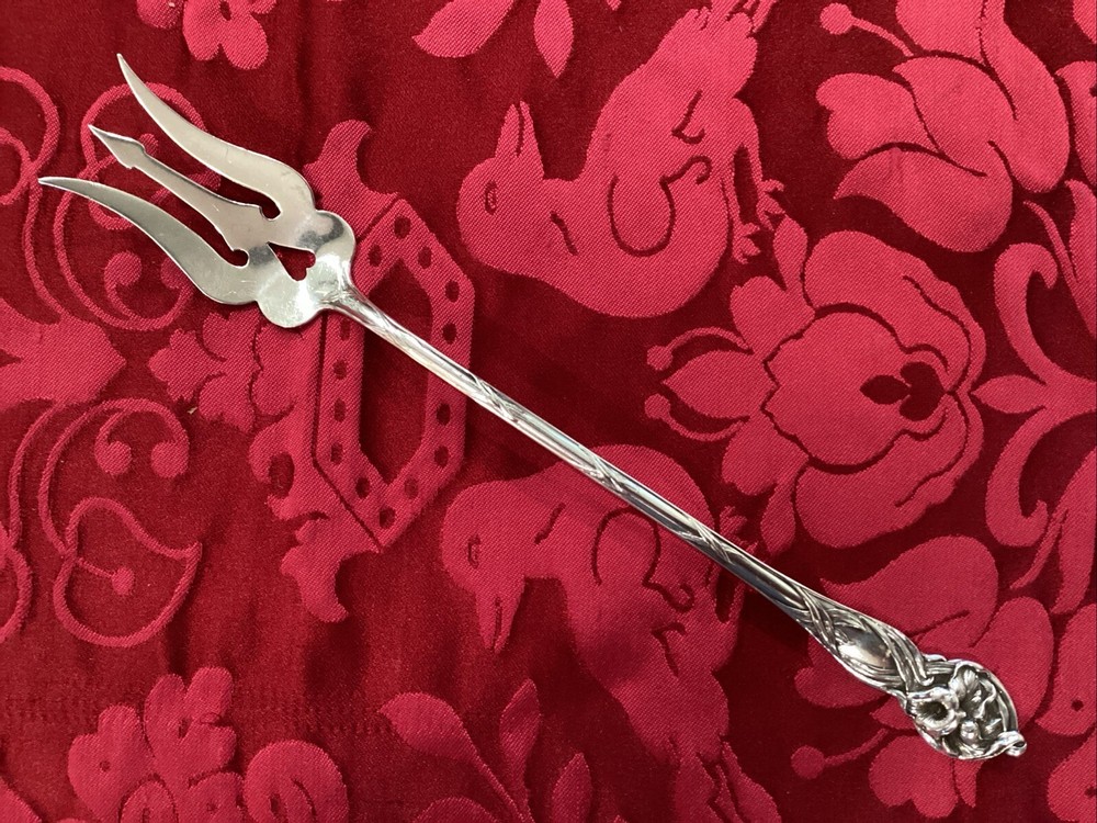RAREST Orchid by Watson Sterling Silver Long Lettuce Trident Meat Fork 9”