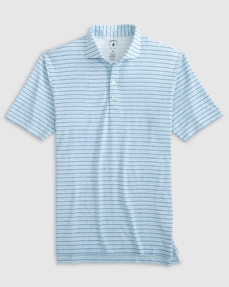 johnnie-O Top Shelf Performance Polo - Declan Stripe Riviera Size XL