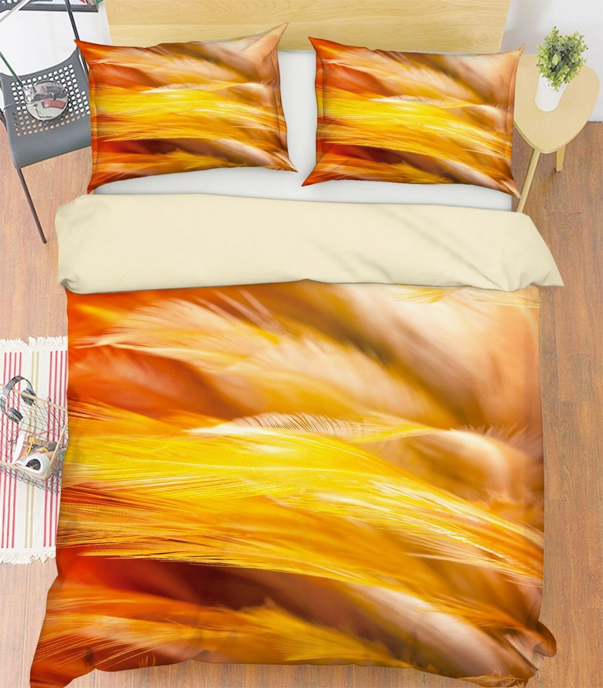 3D Beautiful Feather ZHUA18 Bed Pillowcases Quilt Duvet Cover Set Queen King Zoe