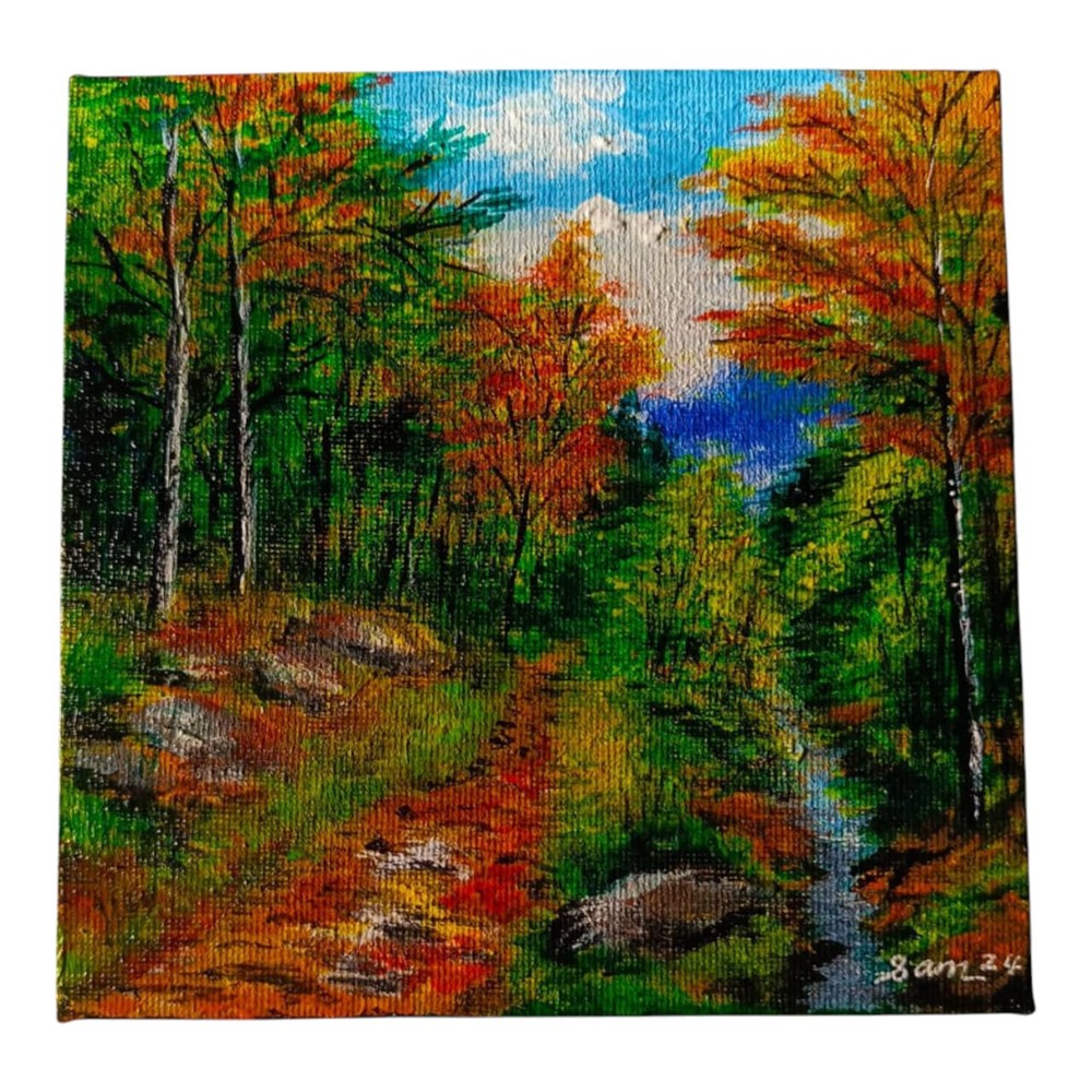 Acrylic Hand Painted Jungle Scenery On Canvas Original Small 6