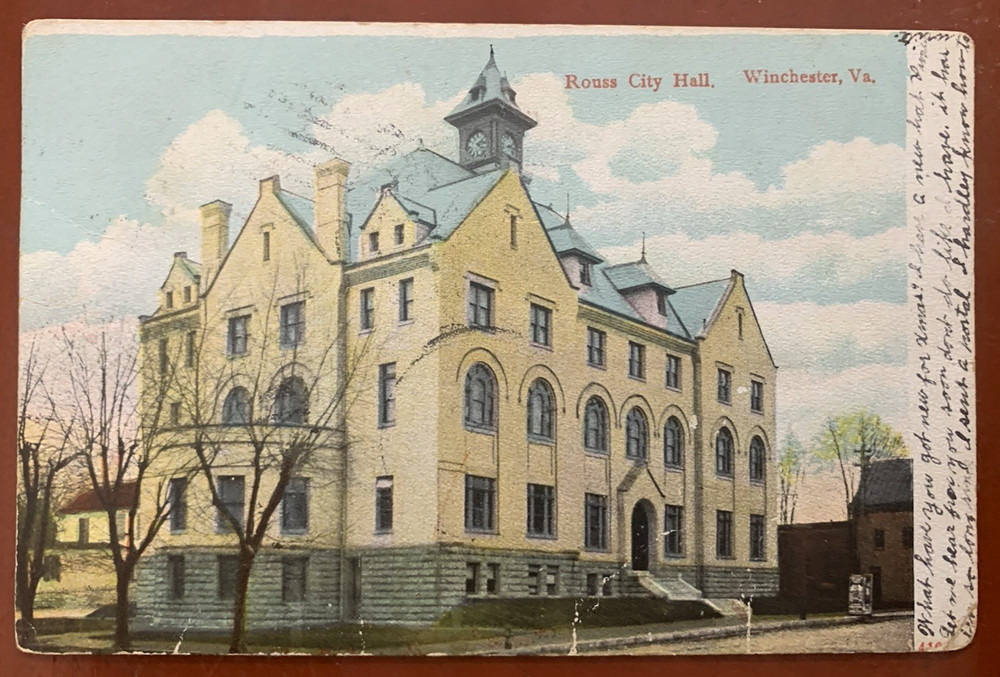 Rouss City Hall Winchester VA FREDERICK COUNTY Vintage Postcard c1907