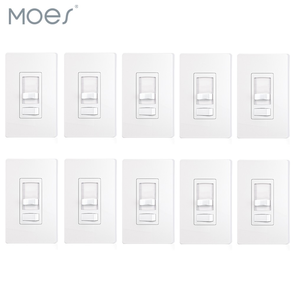 MOES Dimmer Light Switch Single Pole / 3-Way - Incandescent / LED / CFL 10 Pack