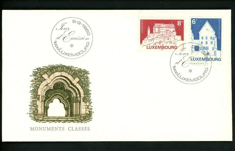 Postal History Luxembourg FDC #678-679 Castles architecture 1982