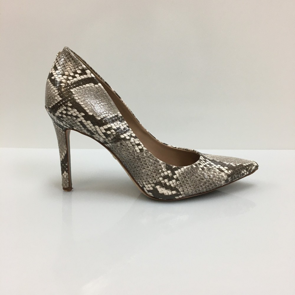 Sam Edelman Heels 6.5 Womens Gray Hazel Pointed Pump Snakeskin Python Sandals
