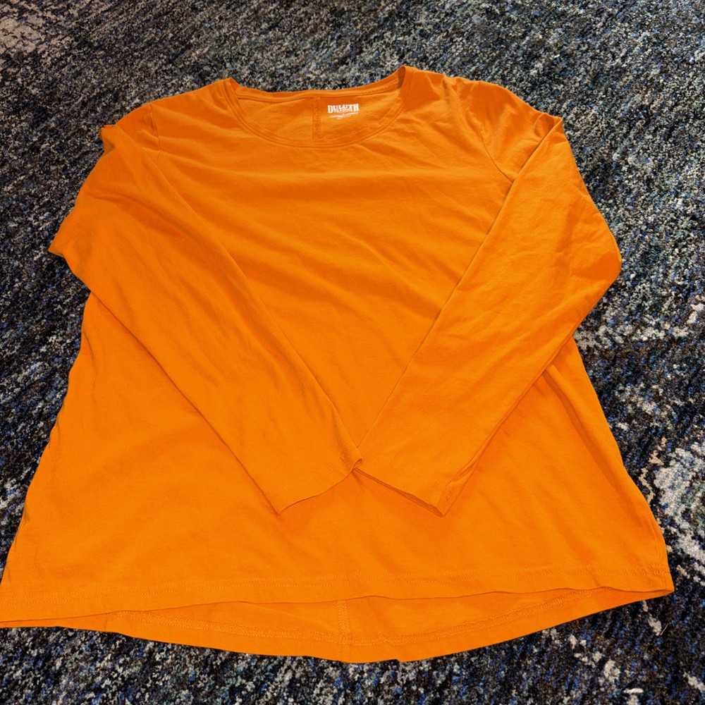 Duluth Trading Long Sleeve Shirt Top Orange Size L Womens 100%