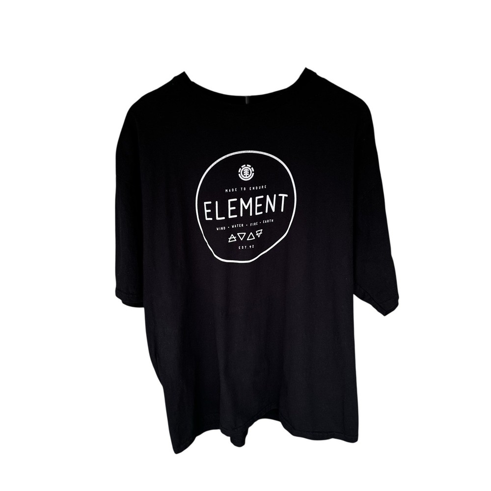 Element Men’s Black Graphic T-Shirt Size XL Cotton Short Sleeve Crew Neck Logo