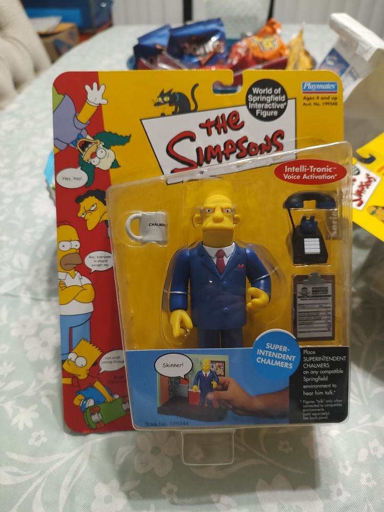 The Simpsons Superintendent Chalmers WOS Playmates Interactive Figure 2002 Season 8 Mint on Card