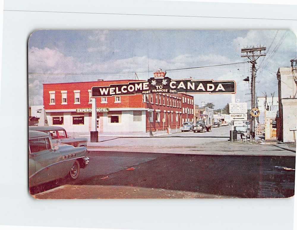 Postcard Welcome Arch Fort Frances Ontario Canada