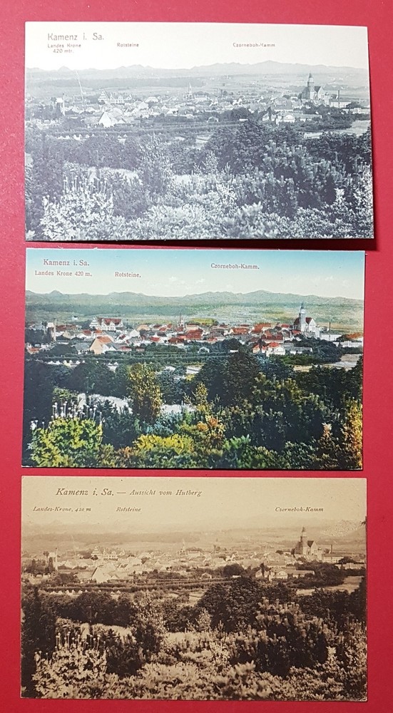 3 x Postcard Kamenz in Sat. around 1910 Various Colour Variants City View (29162
