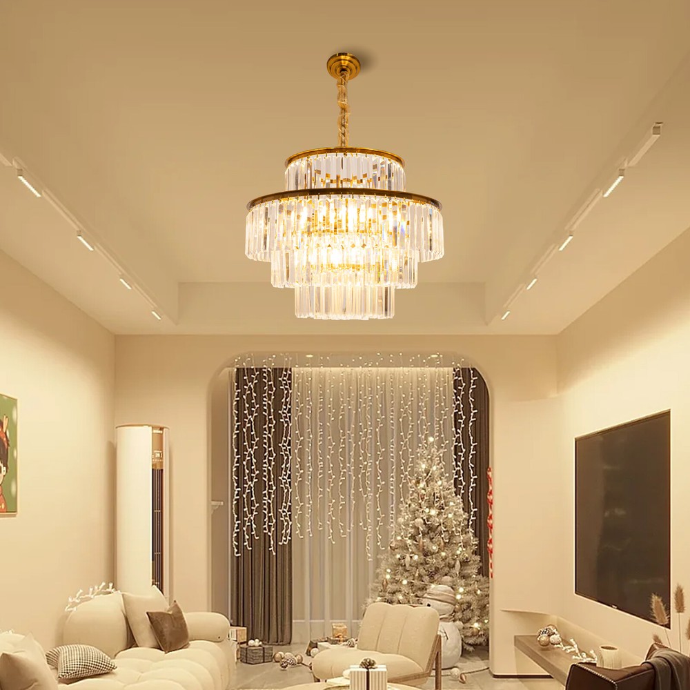 Luxury Crystal LED Chandelier Pendant Lamp for Living Room Ceiling
