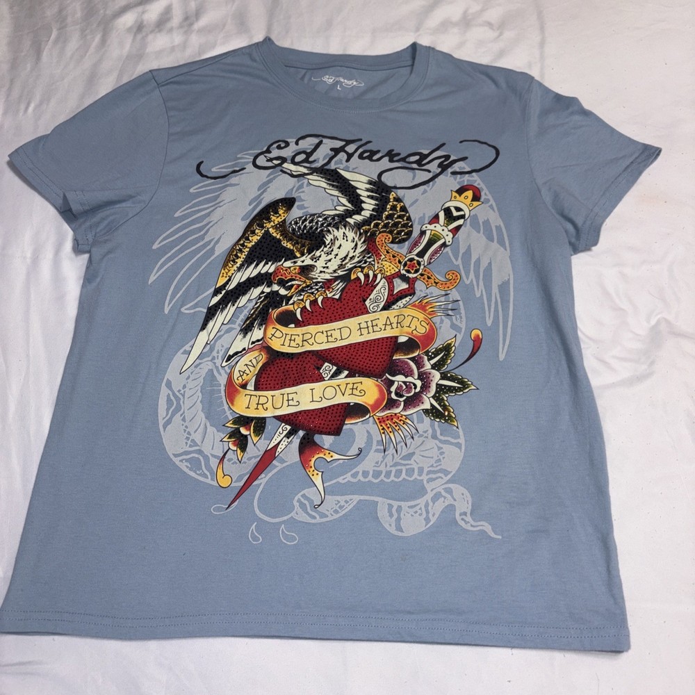 Ed Hardy Men's Short Sleeve T-Shirt Pierced Heart Size Large