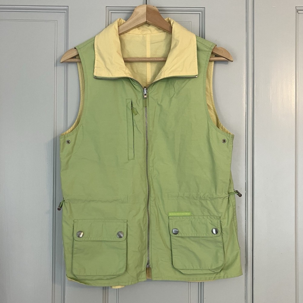 Vintage Ralph Lauren Reversible Zip Vest Women’s Small Green Yellow Preppy Golf