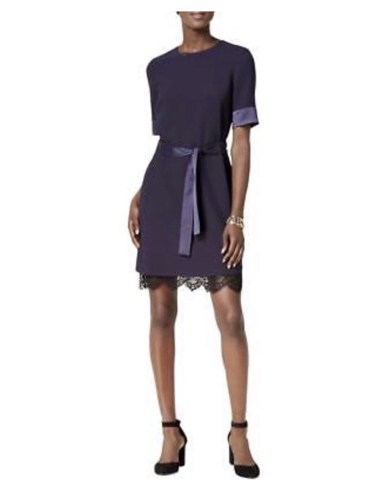 NWT Tommy Hilfiger Womens Navy Self-Tie Sash Lined Dress Size 14