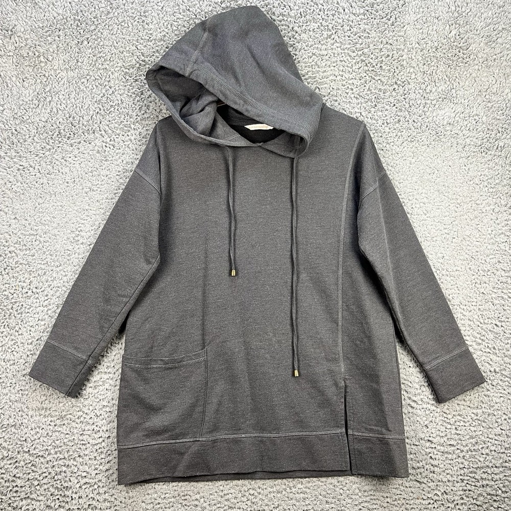 Soft Surroundings Hoodie Womens Petite Small Gray Pullover Sweatshirt Oversized