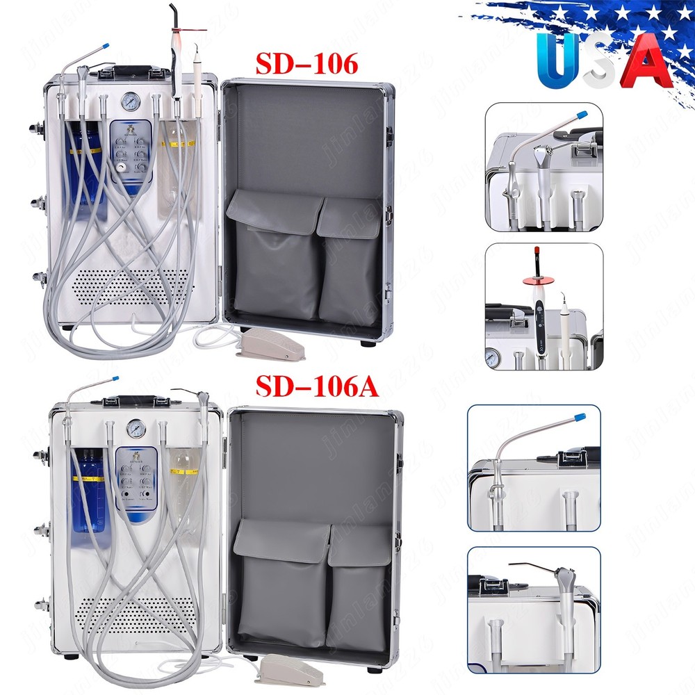 Portable Dental Delivery Unit System Mobile Suction with Air Compressor 4 Holes