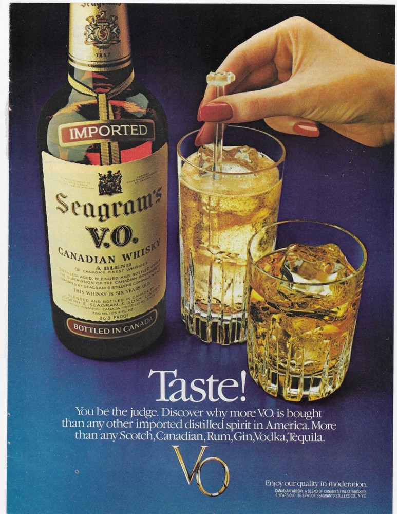 Seagram's V.o. Canadian Whiskey Original Print Ad
