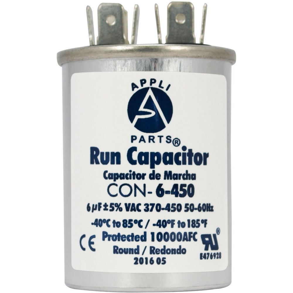 Appli Parts Run Capacitor for ac 6 Mfd uF (microfarads) 370 VAC or 450 VAC CBB65