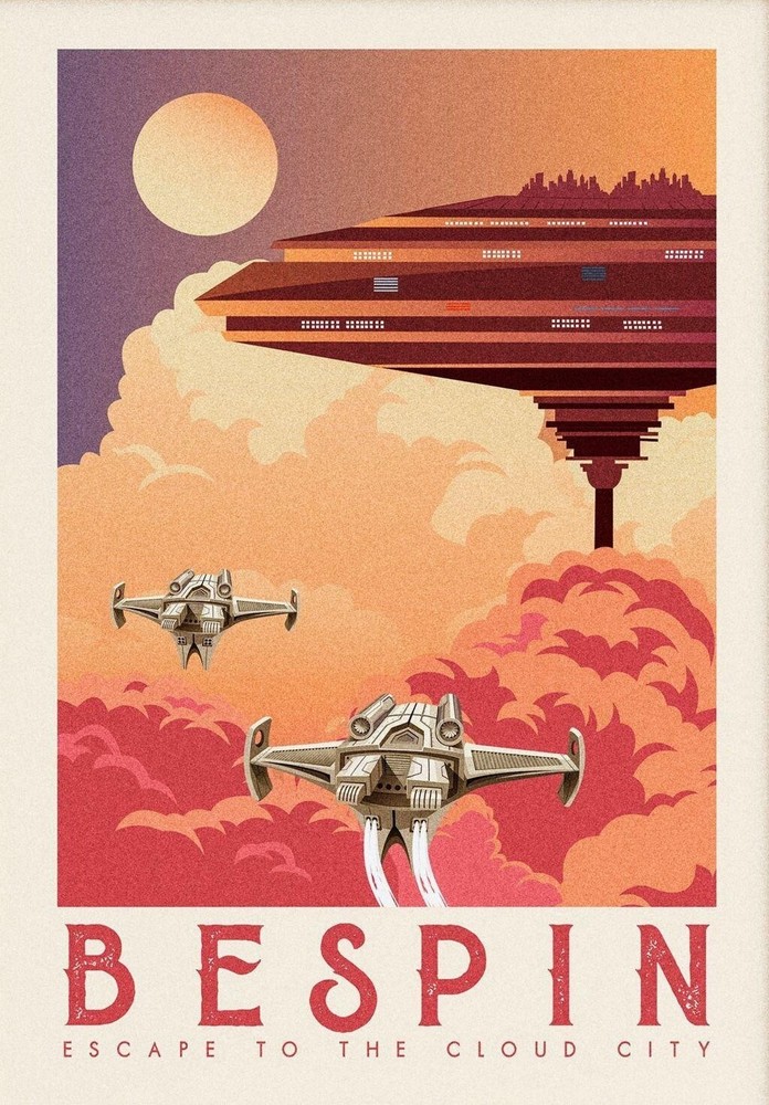Vintage Star Wars Bespin Cloud City Retro Travel Poster No Frame