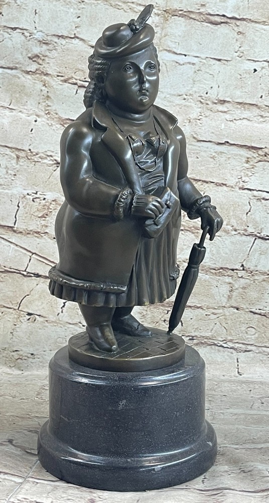 Fernando Botero Bronze Abstract Sculpture of Woman with Umbrella-image