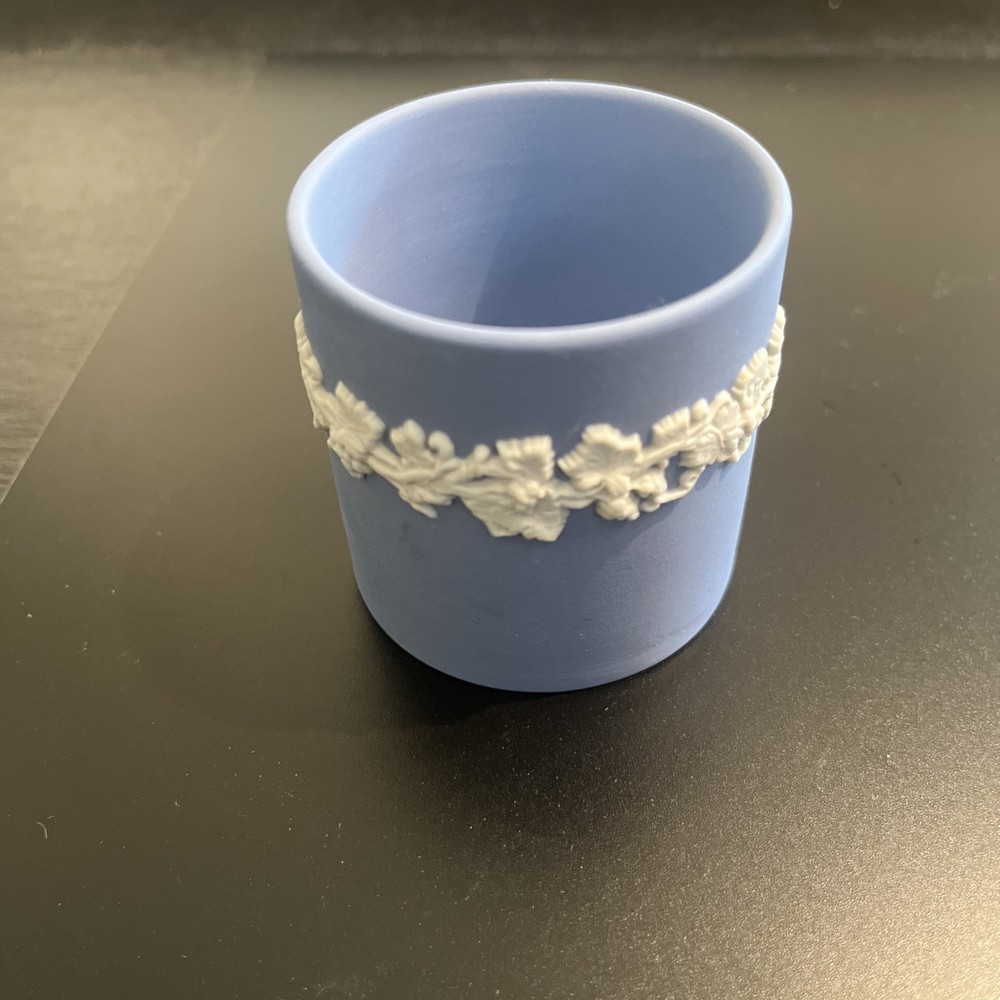 Vintage Wedgwood Blue Jasperware Vase Toothpick Holder Ceramic Made in England