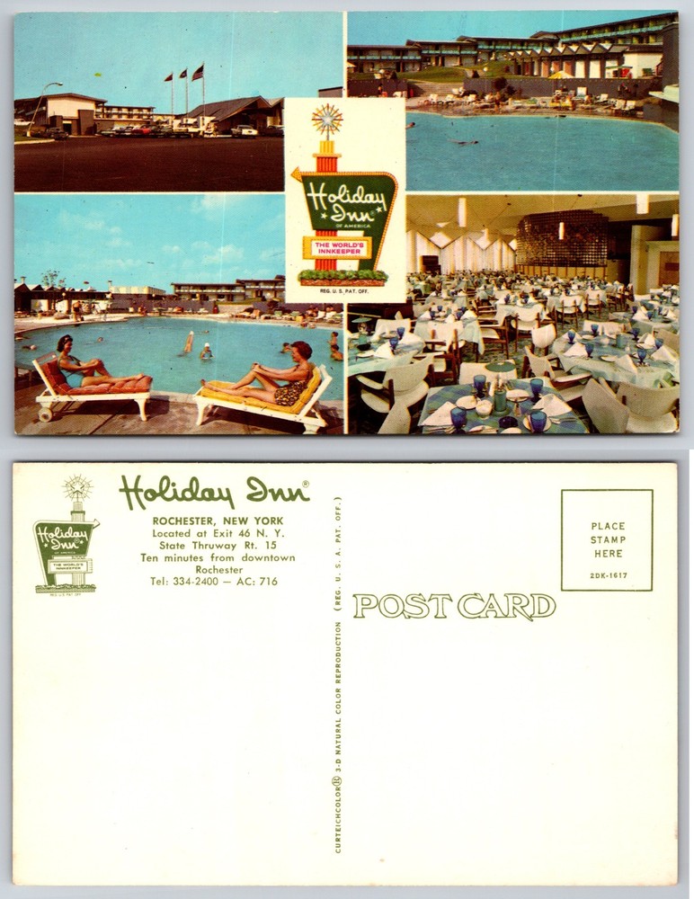 Holiday Inn Rochester New York Pool Dining Postcard