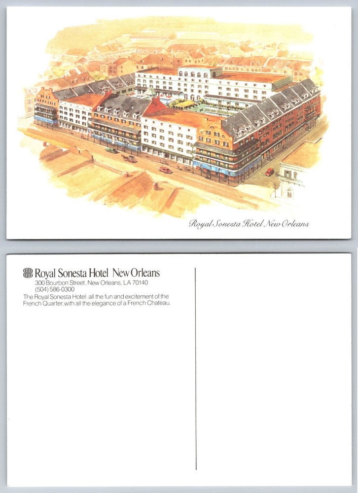 Royal Sonesta Hotel New Orleans French Quarter Watercolor Postcard