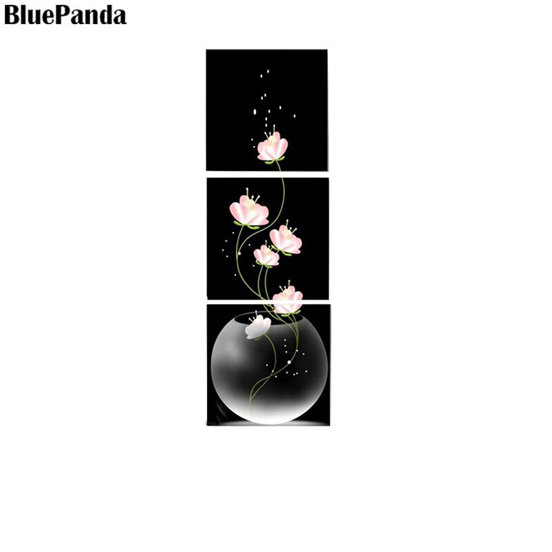 Pink Flower canvas painting 3 pce art brand new