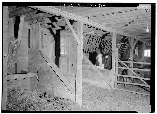 View south side barn showing horses - Swan Land & Cattle Company, Barn,