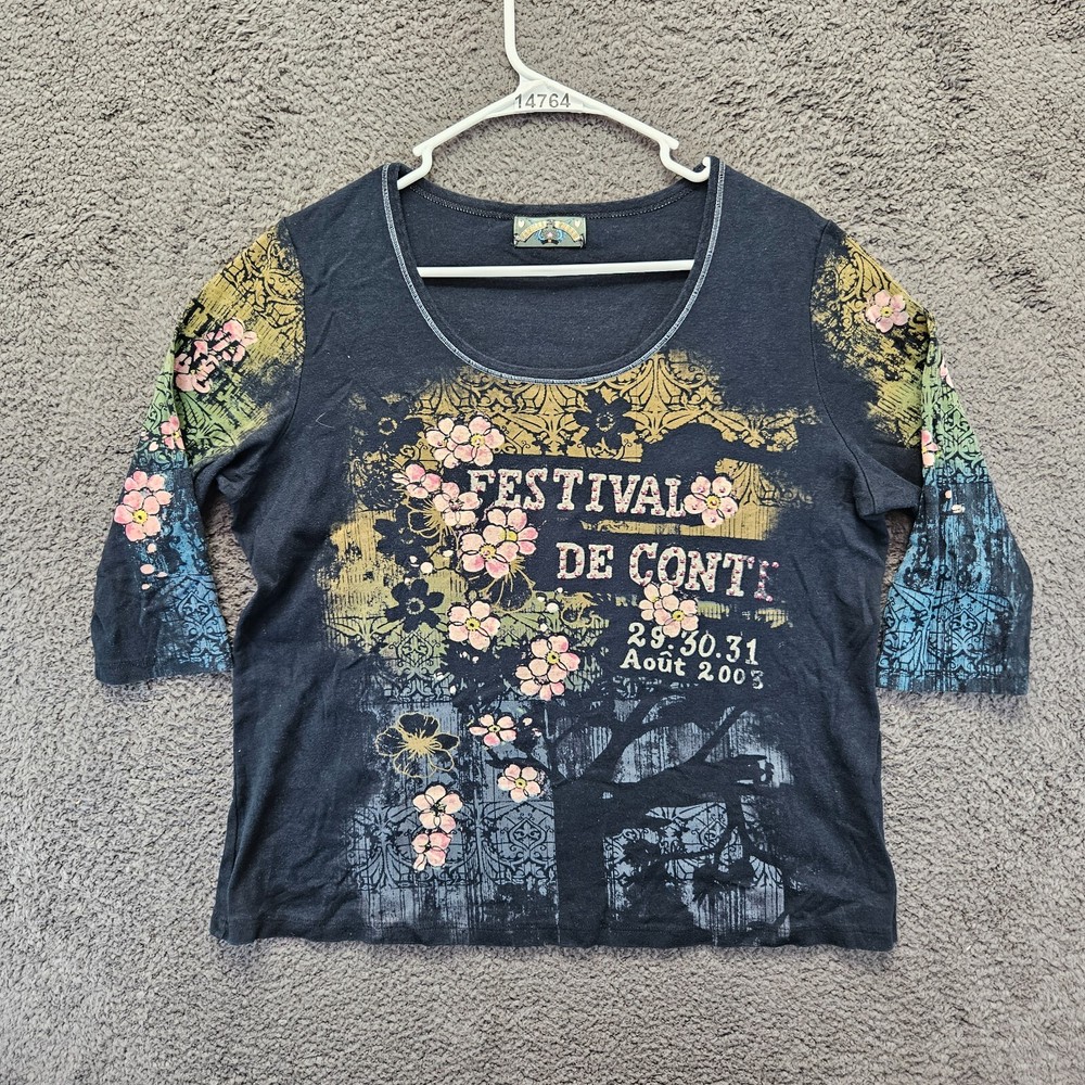 Vanilla Sugar Top Women 1x Festival De Conte 3/4 Sleeve Western