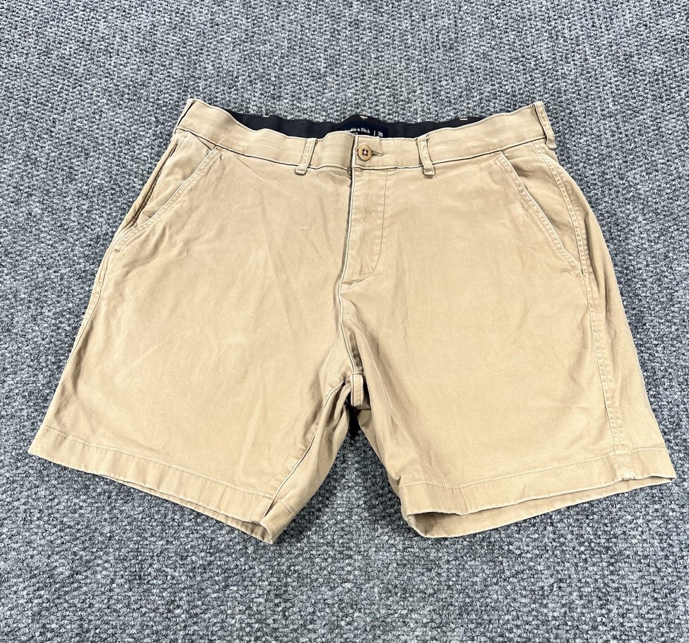 Abercrombie & Fitch Chino Shorts Men 36 Khaki Beige Stretch Casual Summer Preppy