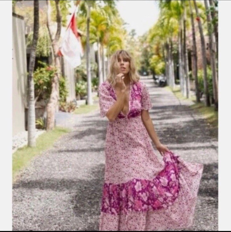 Spell Winona maxi dress in berry XS