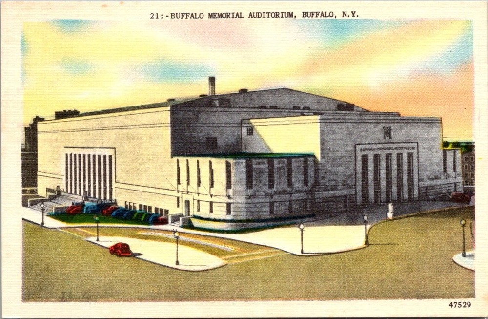 Buffalo Memorial Auditorium NY Vintage Linen Postcard - Curt Teich