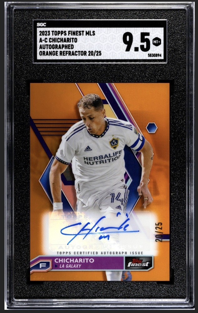 2023 Topps Finest MLS Javier Chicharito Hernandez Auto /25 Orange REF SGC 9.5