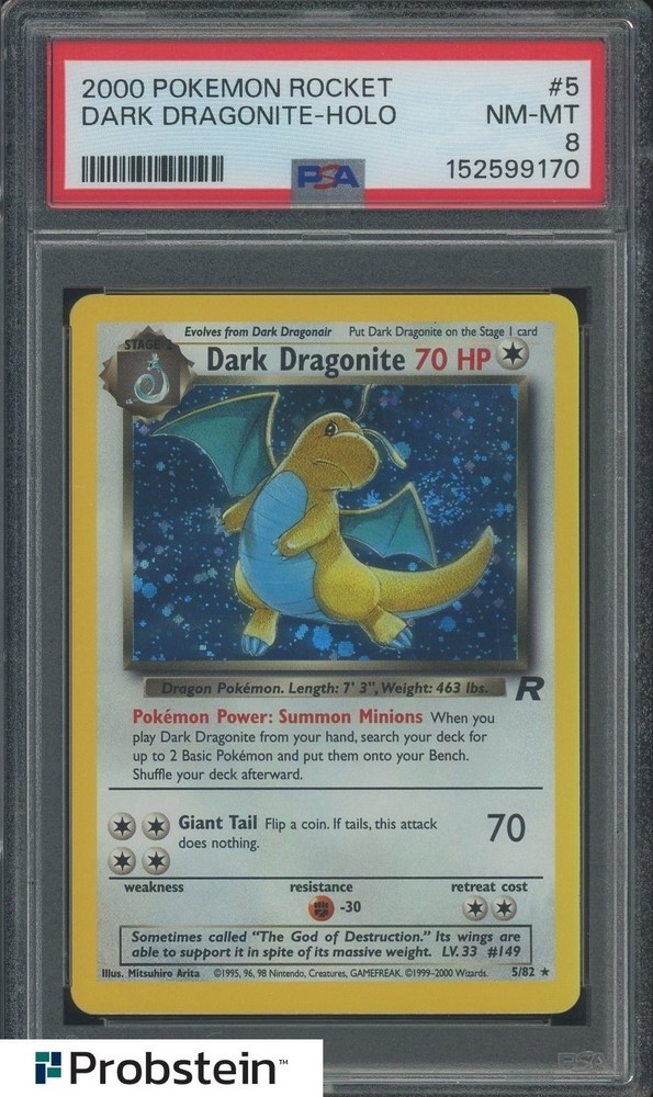 2000 Pokemon Rocket #5 Dark Dragonite Holo PSA 8 NM-MTPROBSTEIN is actively accepting consignments !!