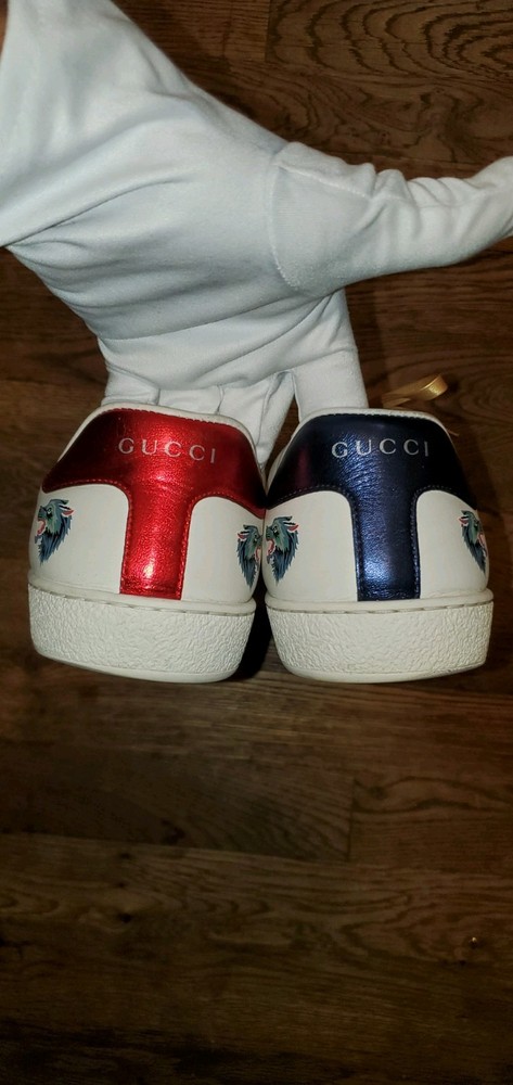 Gucci Ace Wolf Sneakers in Red and Blue Size 9.5w/8m with Dust Bags