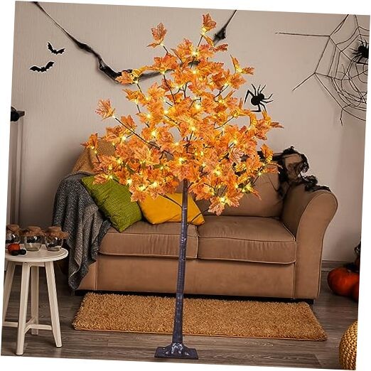 5FT Lighted Maple Tree with 96 Warm LEDs for Indoor Fall Decor