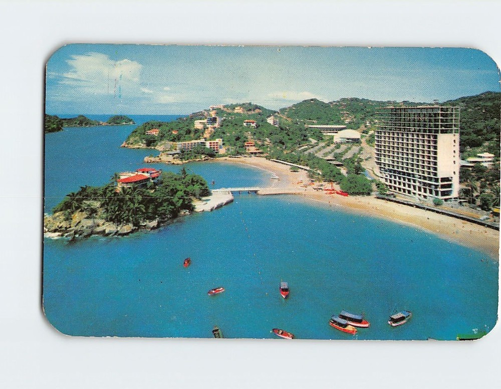 Postcard Panoramic View of Caleta and Caletilla Beaches Acapulco Mexico