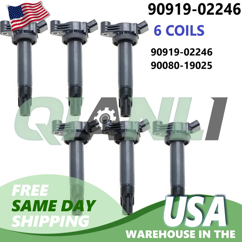 6x GENUINE DENSO Ignition Coils For 2004-2010 Toyota & Lexus 3.3L V6 90919-02246