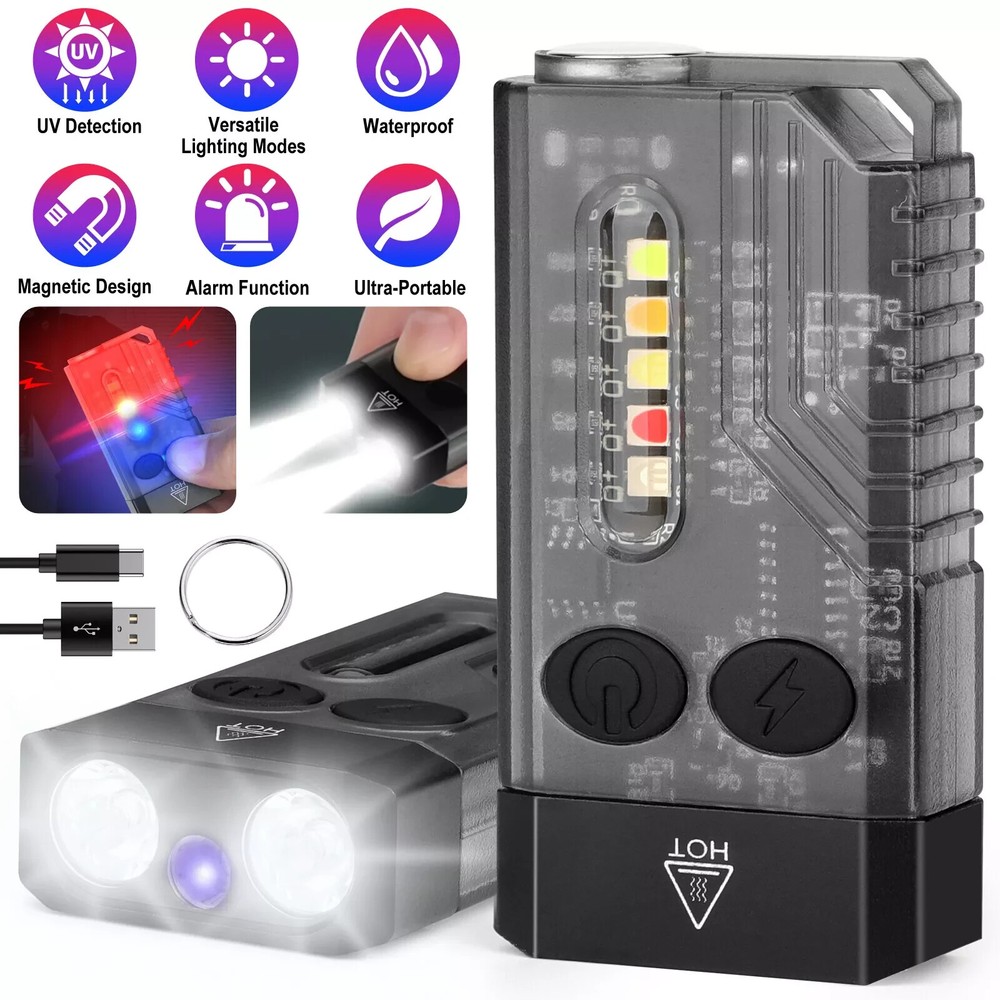 V10 Compact Powerful Flashlight with 365nm UV Black Light and 1000LM Super Bright Illumination for Versatile Use