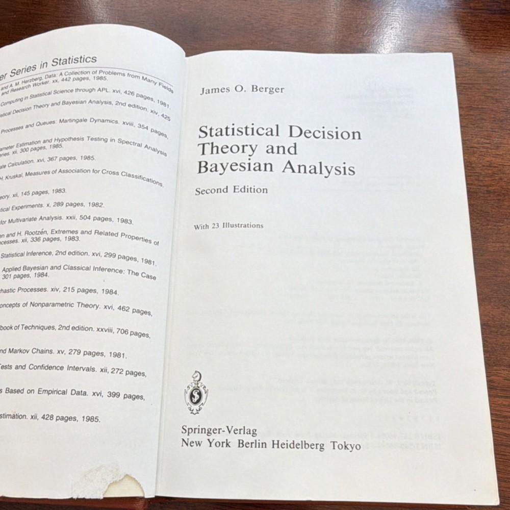 Statistical Decision Theory Bayesian Analysis 2nd Ed Berger Hardcover Springer …