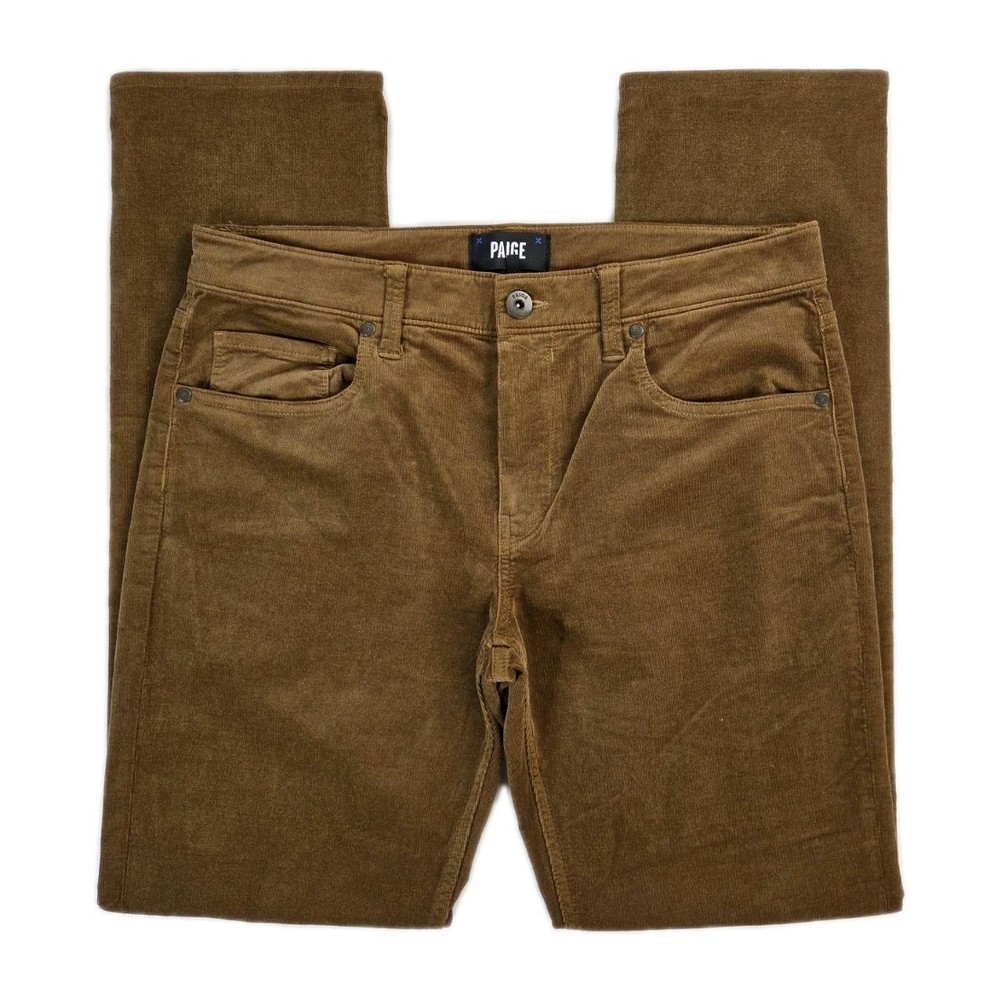 Paige Federal Corduroy Pants in Golden Sunset Brown for Men Size 32x32 5 Pocket Design